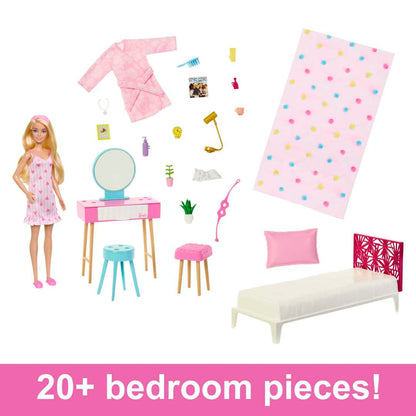 Barbie Doll And Bedroom Playset, Barbie Furniture With 20+ Pieces