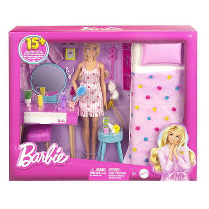 Barbie Doll And Bedroom Playset, Barbie Furniture With 20+ Pieces