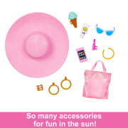 Blonde Barbie Doll With Swimsuit And Beach-themed Accessories